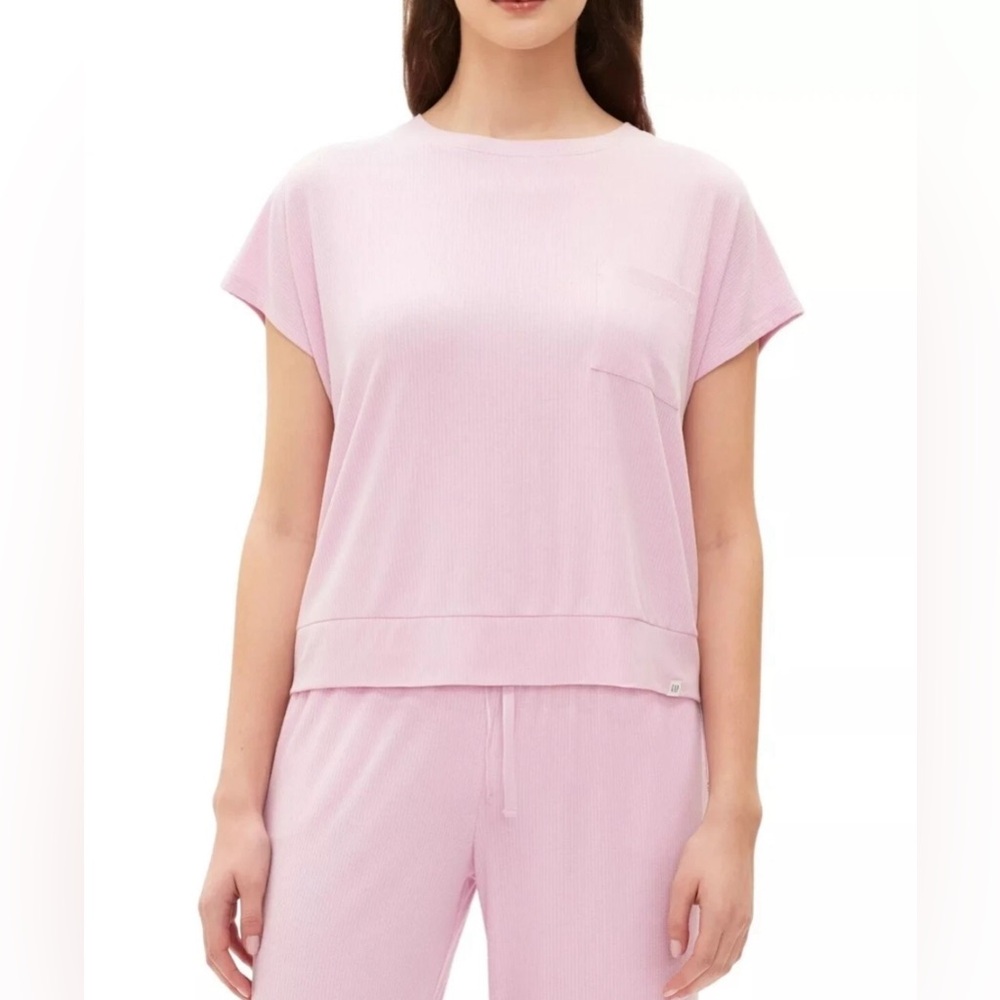 GAP Women’s Ribbed Short-Sleeve Pa Butterfly Pink M